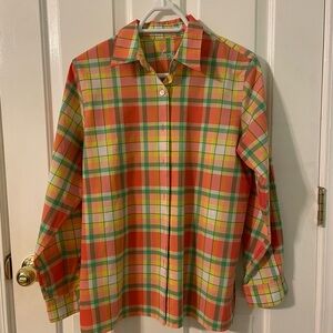 FoxCroft Wrinkle Free Plaid Button Down size 8